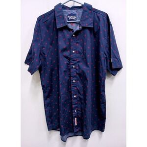 Samuel Adams Button Down Shirt Mens XXL Navy Star Print Americana Short Sleeve